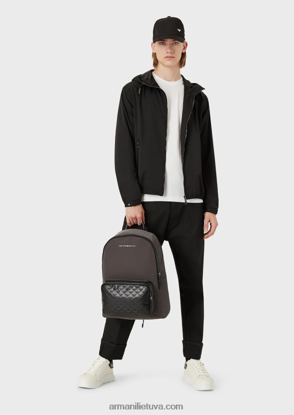 vyrų baltas Armani tamprus supima džemperis su mikro logotipu 02482X1751