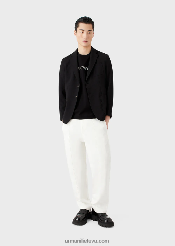 vyrų baltassunkūs džersio marškinėliai su emporio armani siuvinėjimais kariniu šriftu 02482X1627