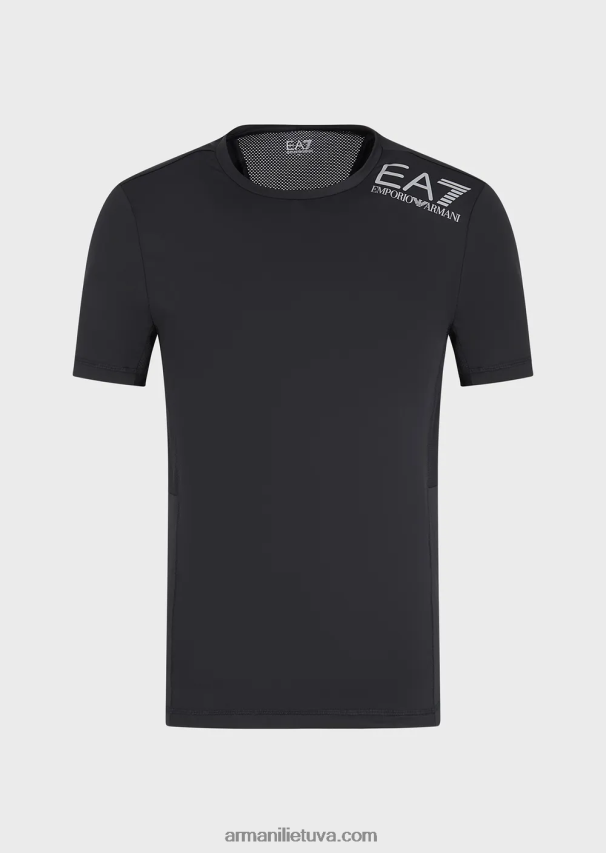 vyrų giliai juoda Armani Dinamiški sportininko marškinėliai iš vigor7 techninio audinio 02482X1747