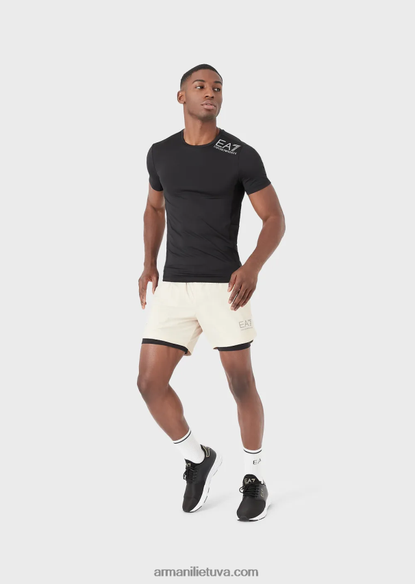 vyrų giliai juoda Armani Dinamiški sportininko marškinėliai iš vigor7 techninio audinio 02482X1747
