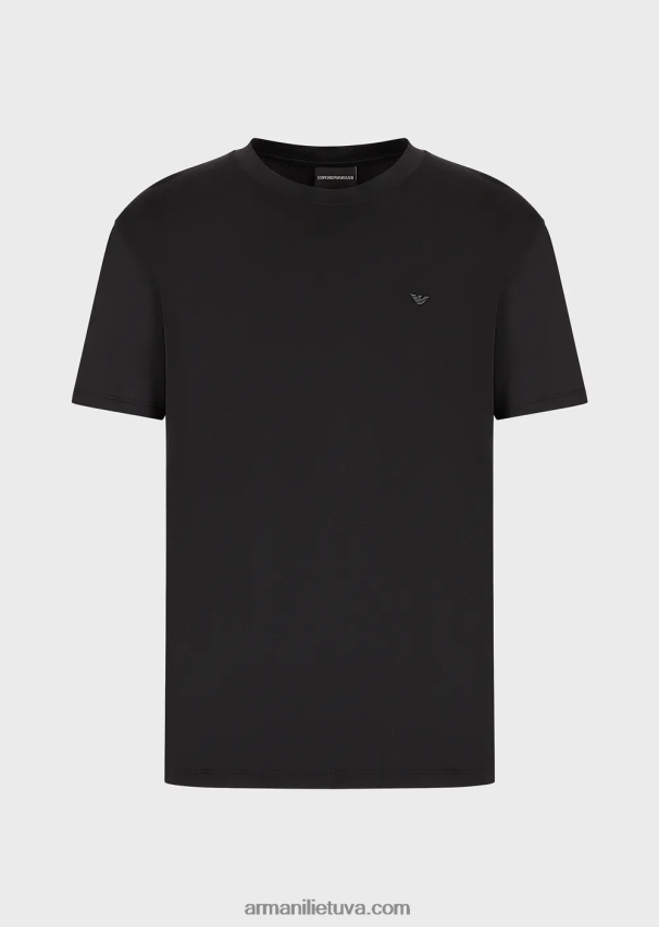 vyrų juodas Armani Kelionių reikmenys Tencel-blend jersey marškinėliai 02482X1638