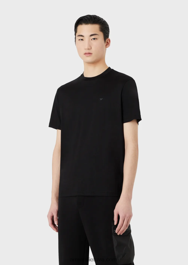 vyrų juodas Armani Kelionių reikmenys Tencel-blend jersey marškinėliai 02482X1638