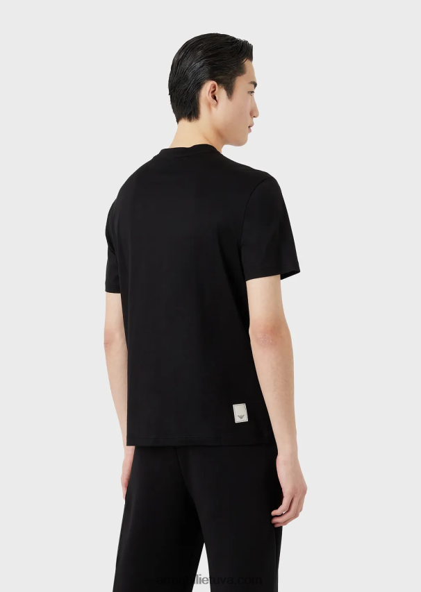 vyrų juodas Armani Kelionių reikmenys Tencel-blend jersey marškinėliai 02482X1638