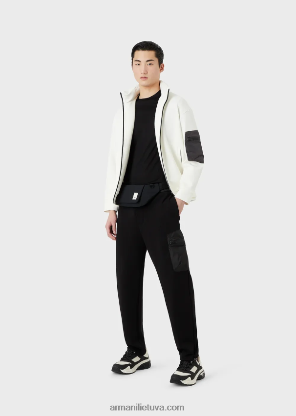 vyrų juodas Armani Kelionių reikmenys Tencel-blend jersey marškinėliai 02482X1638