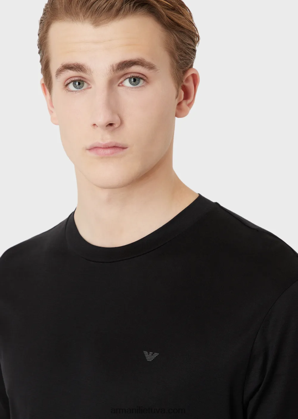 vyrų juodas Armani Kelionių reikmenys Tencel-blend jersey marškinėliai 02482X1638