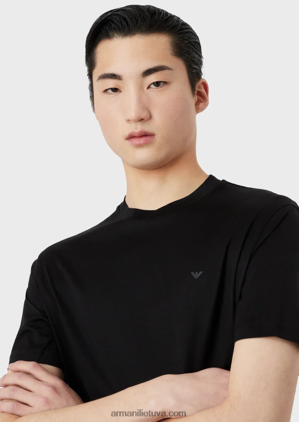 vyrų juodas Armani Kelionių reikmenys Tencel-blend jersey marškinėliai 02482X1638