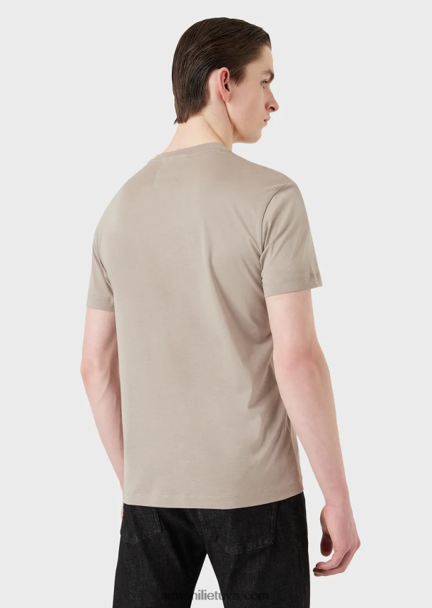 vyrų juodas Armani Pima jersey marškinėliai su logotipu 02482X1714
