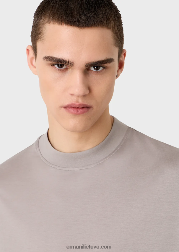 vyrų juodas Armani laisvi marškinėliai iš tencel mišinio megztinio 02482X1661