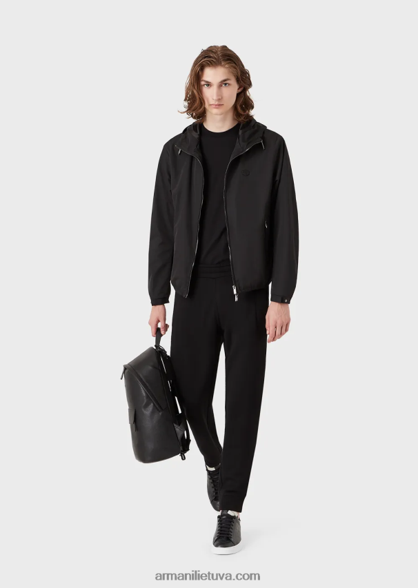 vyrų juodas Armani marškinėliai supima su mikro erelio lopinėliu 02482X1730