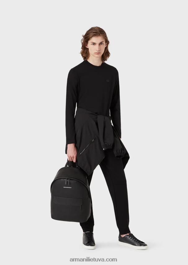 vyrų juodas Armani tamprus supima džemperis su mikro logotipu 02482X1750