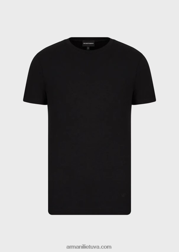 vyrų juodas Armani viskozės trikotažo marškinėliai 02482X1734