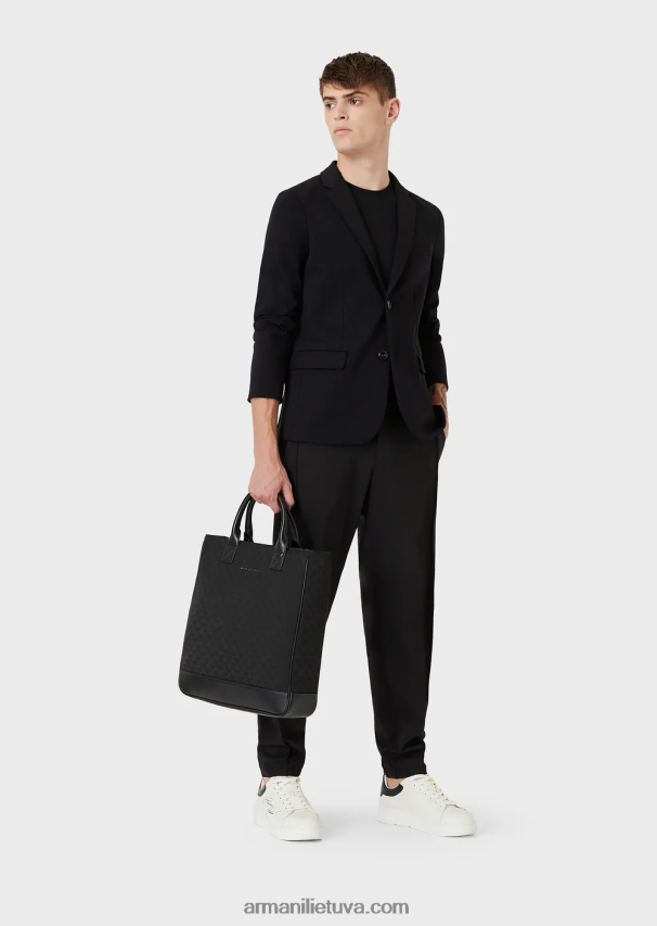 vyrų juodas Armani viskozės trikotažo marškinėliai 02482X1734