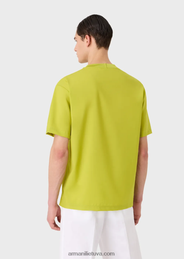 vyrų laimo žalia Armani marškiniai marškinėliai iš itin lengvos grynos vilnos drobės 02482X1698