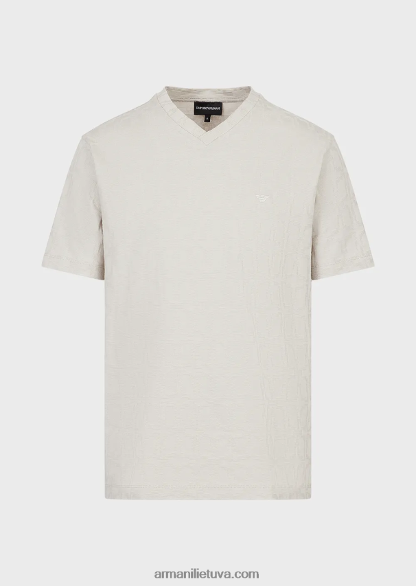 vyrų ledas Armani V-kaklo marškinėliai su mikro armure 02482X1744
