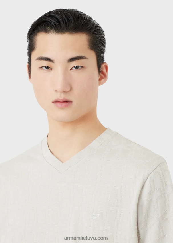 vyrų ledas Armani V-kaklo marškinėliai su mikro armure 02482X1744
