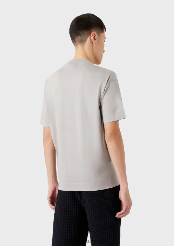 vyrų pilka Armani Merserizuoti trikotažiniai marškinėliai su gumuota užrašu oversized eagle 02482X1605