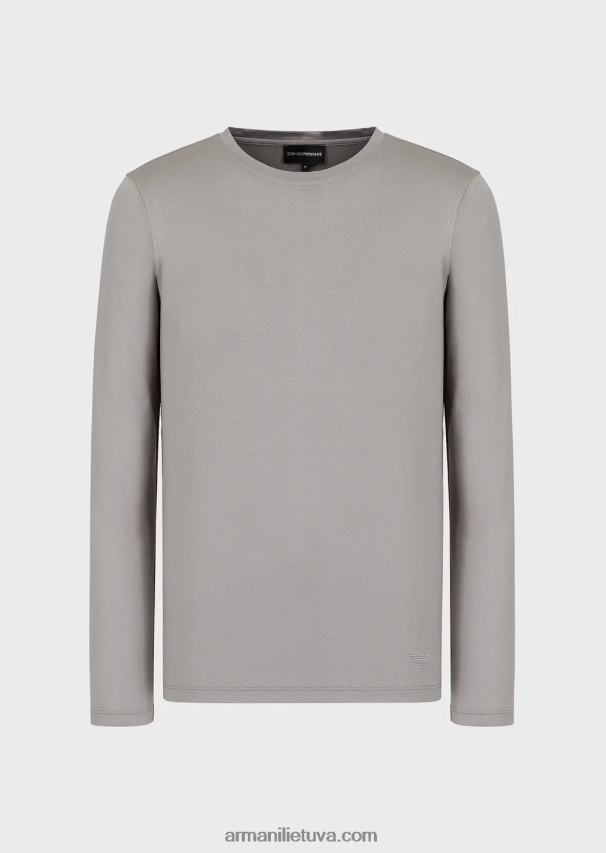 vyrų pilka Armani šilko/medvilnės mišinio megztinis 02482X1740