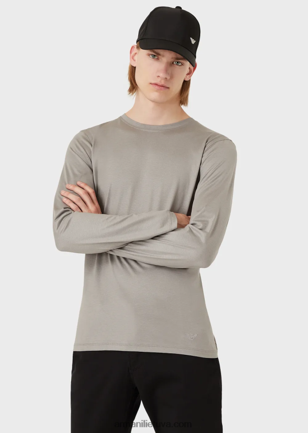 vyrų pilka Armani šilko/medvilnės mišinio megztinis 02482X1740