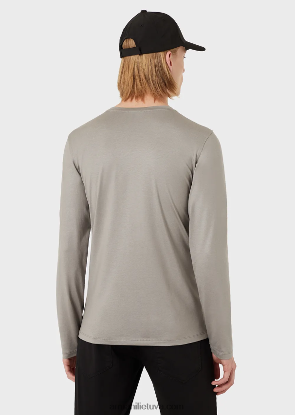 vyrų pilka Armani šilko/medvilnės mišinio megztinis 02482X1740