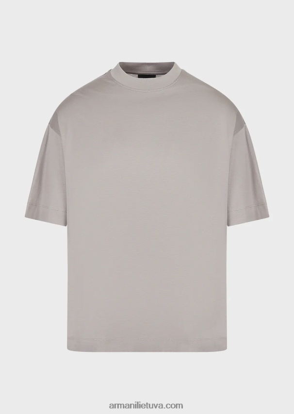 vyrų pilka Armani laisvi marškinėliai iš tencel mišinio megztinio 02482X1664