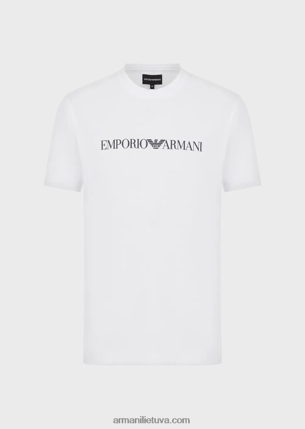 vyrų raudona Armani Pima jersey marškinėliai su logotipu 02482X1711