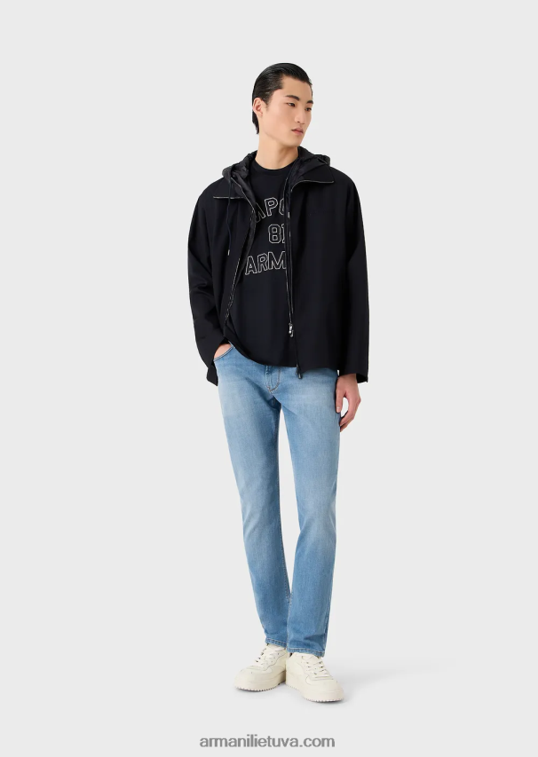 vyrų tamsiai mėlynaTencel mišinio džersio marškinėliai su emporio armani 81 kontūriniais lopais 02482X1609