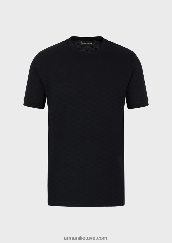 vyrų tamsiai mėlyna Armani marškinėliai su marškinėliais su žakardo ereliu 02482X1742