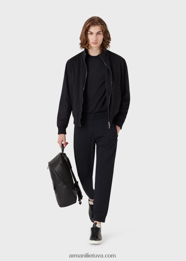 vyrų tamsiai mėlyna Armani marškinėliai supima su mikro erelio lopinėliu 02482X1732