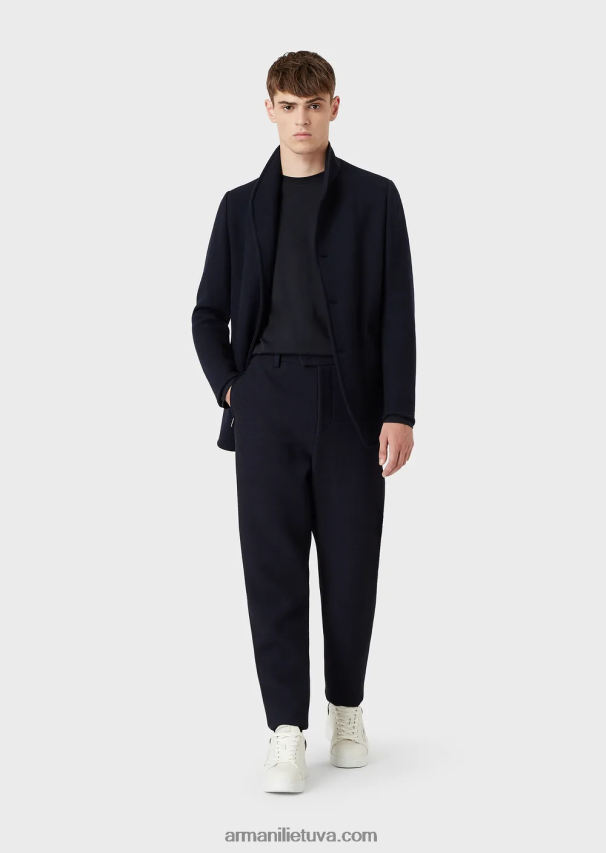 vyrų tamsiai mėlyna Armani tamprus supima džemperis su mikro logotipu 02482X1749