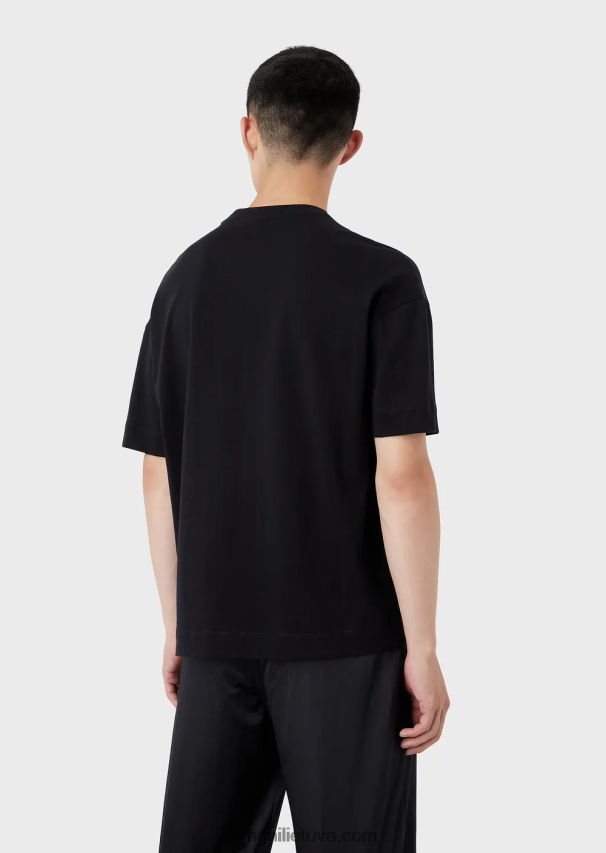 vyrų tamsiai mėlynasunkūs džersio marškinėliai su emporio armani siuvinėjimais kariniu šriftu 02482X1626