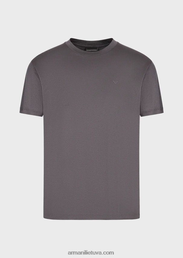 vyrų tamsiai pilka Armani Kelionių reikmenys Tencel-blend jersey marškinėliai 02482X1639