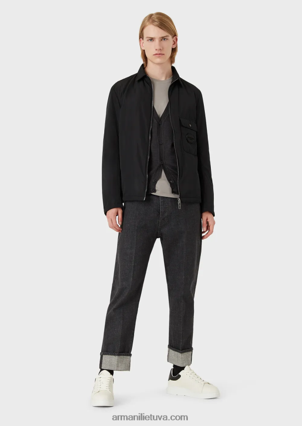 vyrų taupe Armani šilko/medvilnės mišinio marškinėliai 02482X1736