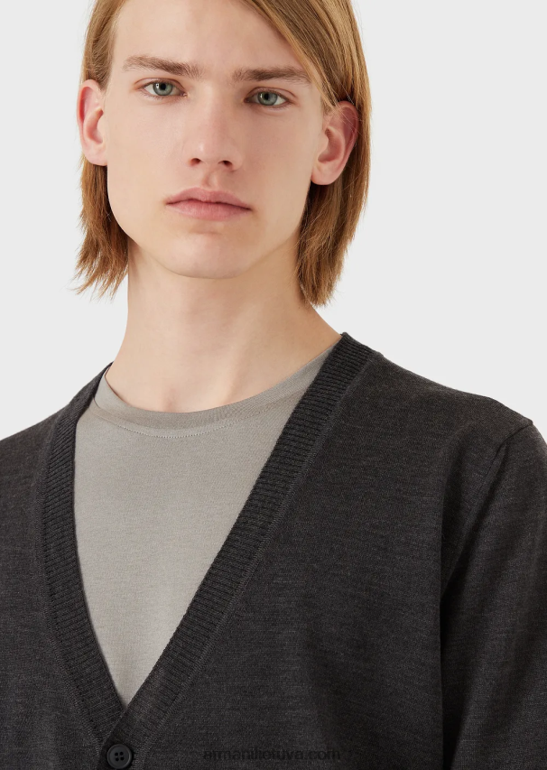 vyrų taupe Armani šilko/medvilnės mišinio marškinėliai 02482X1736