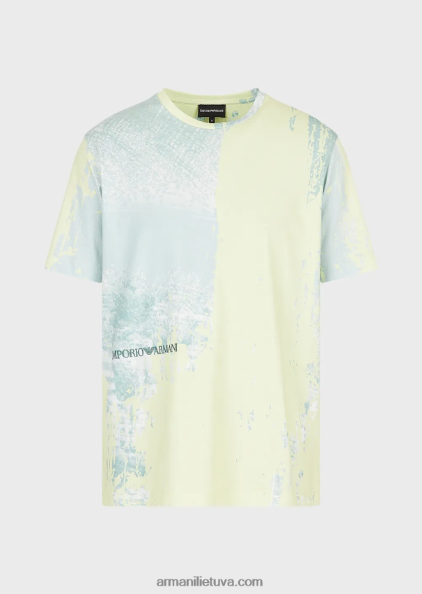 vyrų vandens Armani megztiniai marškinėliai su viso miesto raštu 02482X1671