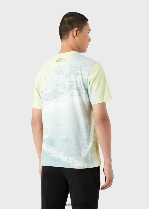 vyrų vandens Armani megztiniai marškinėliai su viso miesto raštu 02482X1671