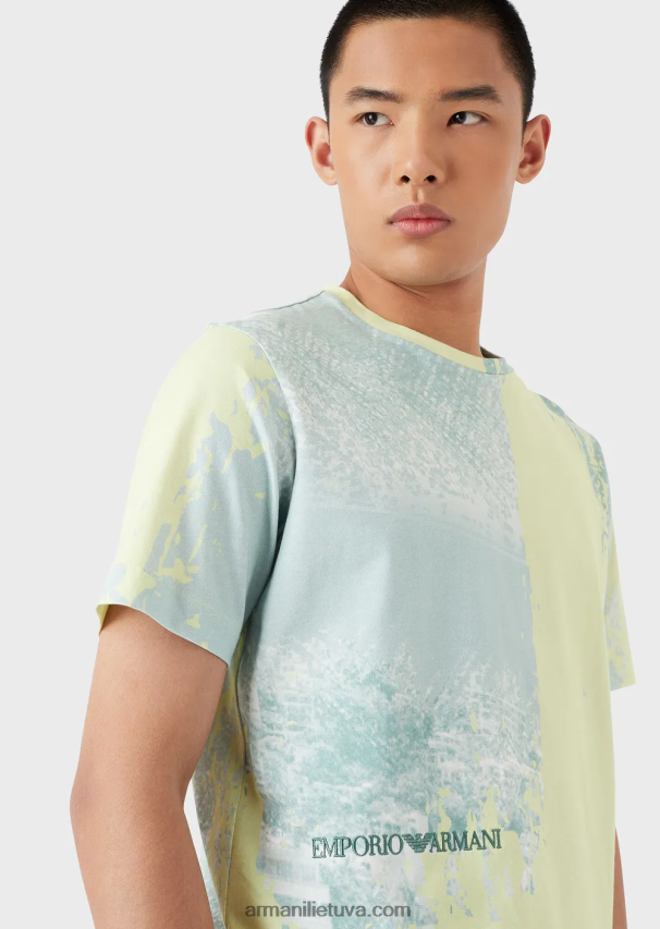 vyrų vandens Armani megztiniai marškinėliai su viso miesto raštu 02482X1671