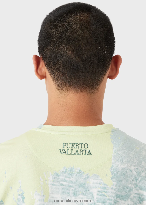 vyrų vandens Armani megztiniai marškinėliai su viso miesto raštu 02482X1671