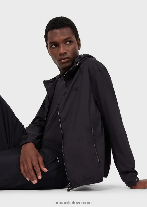 vyrų vidurnakčio mėlyna Armani šilko/medvilnės mišinio marškinėliai 02482X1737