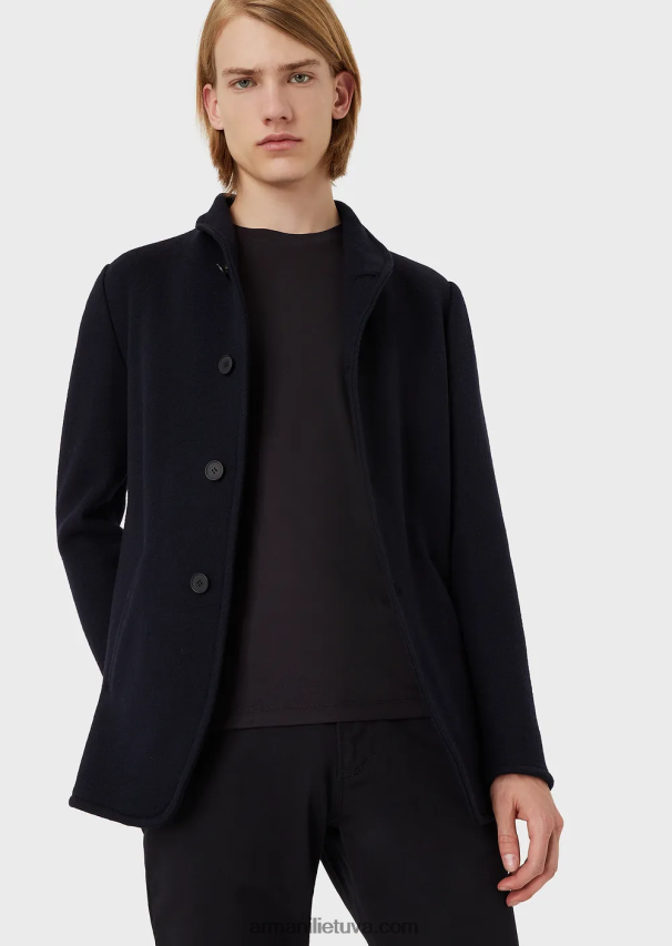 vyrų vidurnakčio mėlyna Armani šilko/medvilnės mišinio megztinis 02482X1739