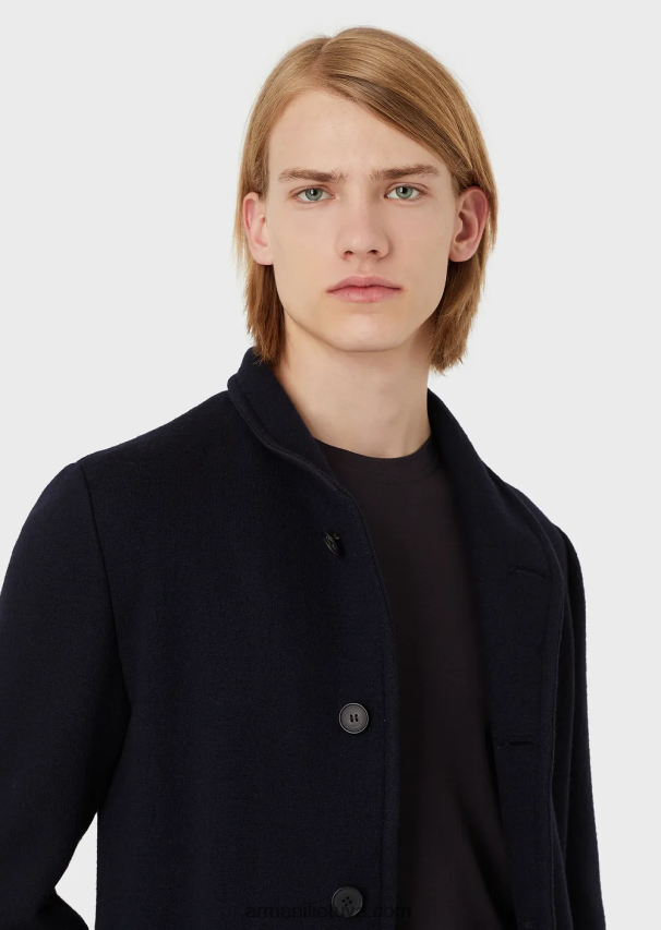 vyrų vidurnakčio mėlyna Armani šilko/medvilnės mišinio megztinis 02482X1739