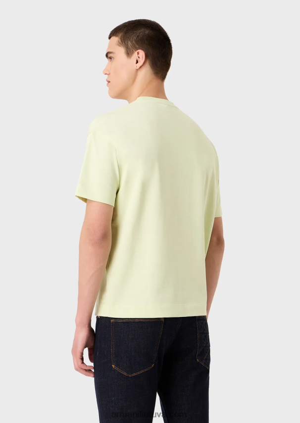 vyrų šviesiai žaliasunkūs džersio marškinėliai su emporio armani siuvinėjimais kariniu šriftu 02482X1625