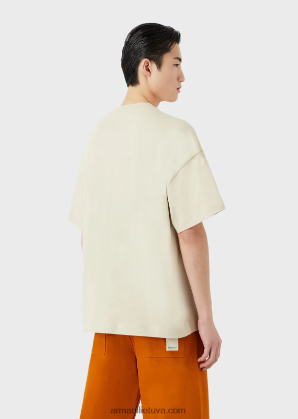 vyrų šviesiai pilka Armani tvarios kolekcijos ekologiški amerikietiško trikotažo marškinėliai su pleistru 02482X1681