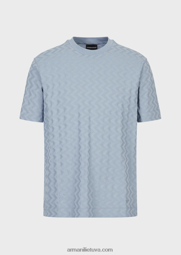vyrų žydros spalvos Armani marškinėliai su žakardo motyvais 02482X1692
