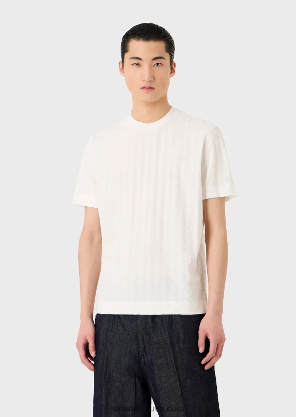 vyrų žydros spalvos Armani marškinėliai su žakardo motyvais 02482X1692