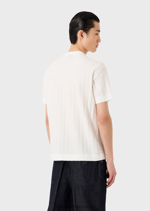 vyrų žydros spalvos Armani marškinėliai su žakardo motyvais 02482X1692