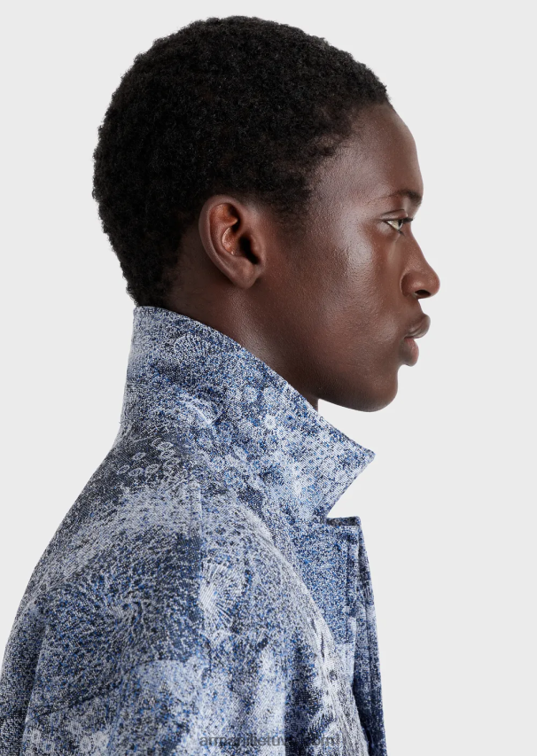 vyrųArmani palaidinė trumpomis rankovėmis iš gobelino audinio su jūros dugno raštu 02482X1087