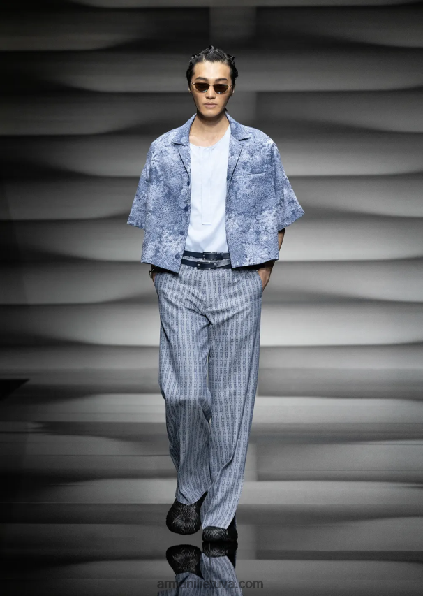 vyrųArmani palaidinė trumpomis rankovėmis iš gobelino audinio su jūros dugno raštu 02482X1087