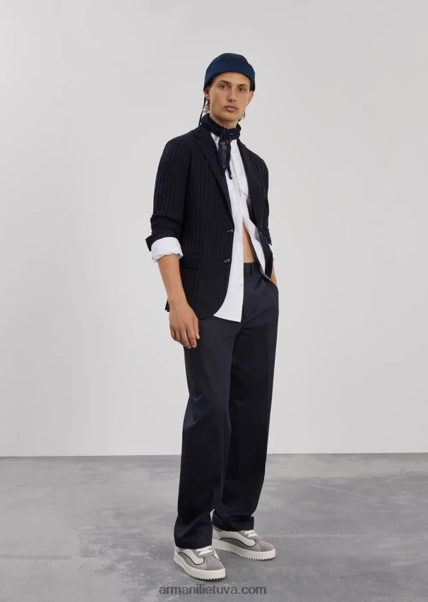 vyrų baltas Armani Pima poplin guru marškinėliai su apykakle su kišenėmis 02482X1074