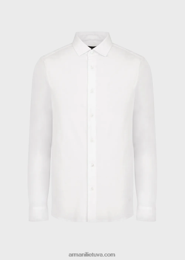 vyrų baltas Armani Tencel mišinio marškinėliai 02482X1107