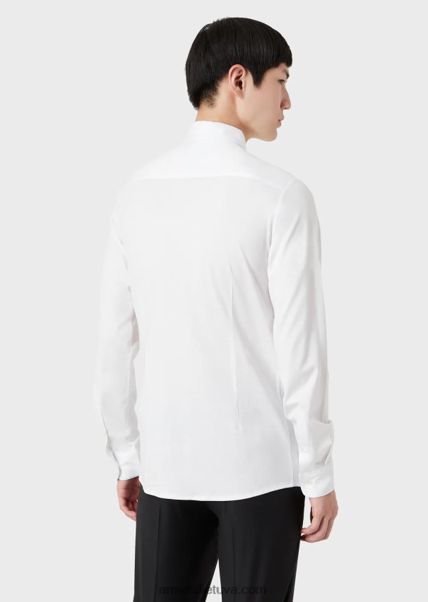 vyrų baltas Armani Tencel mišinio marškinėliai 02482X1107